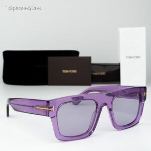 Tom Ford Women Sunglasses Transparent Violet Square FT0711/S FAUSTO 81Y NEW